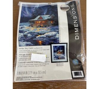 Dimensions Winter Sky Cabin Needlepoint cross stitch Kit 11x14 Darrell Bush New